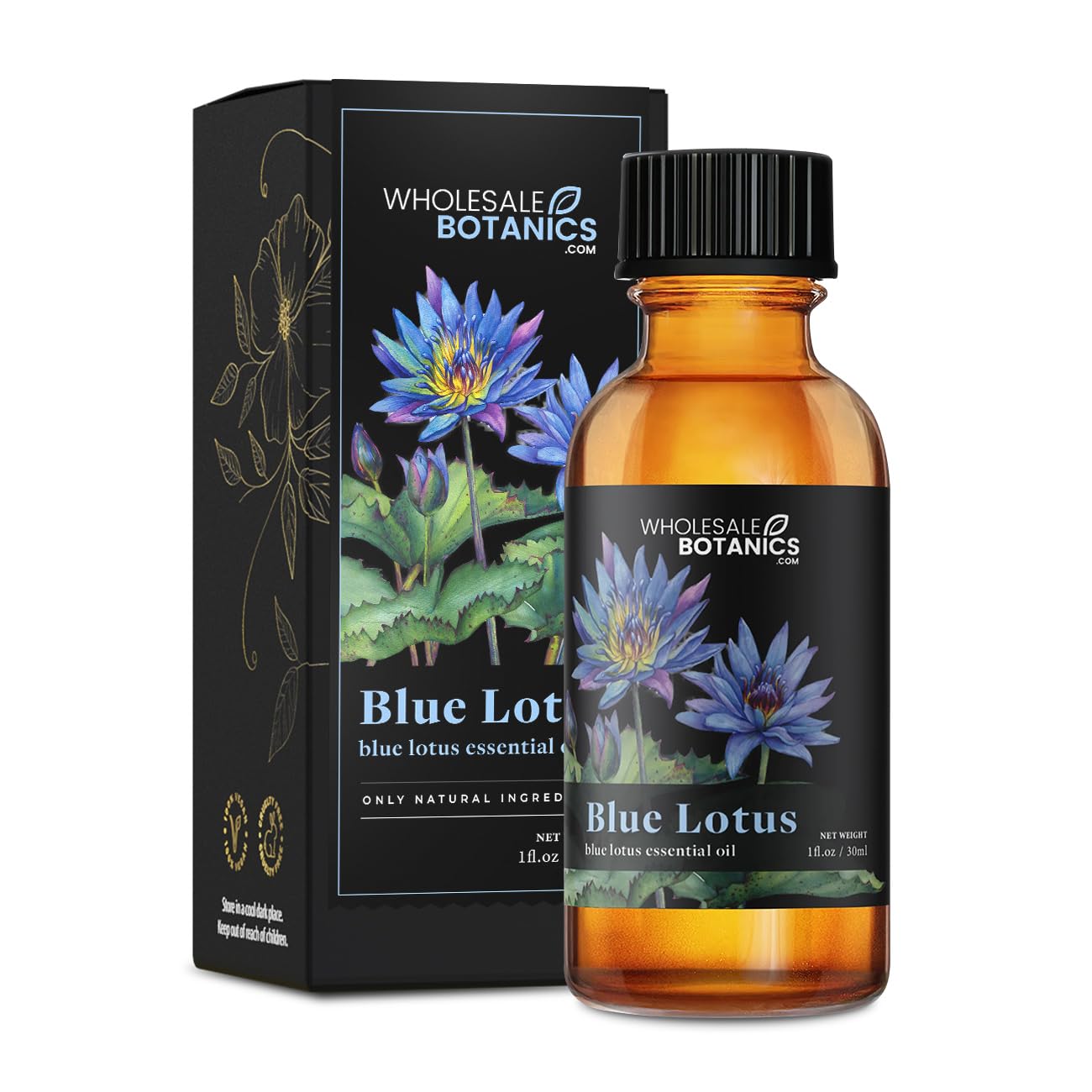 Wholesale Botanics Blue Lotus Essential Oil bottle ideal for home aromatherapy.