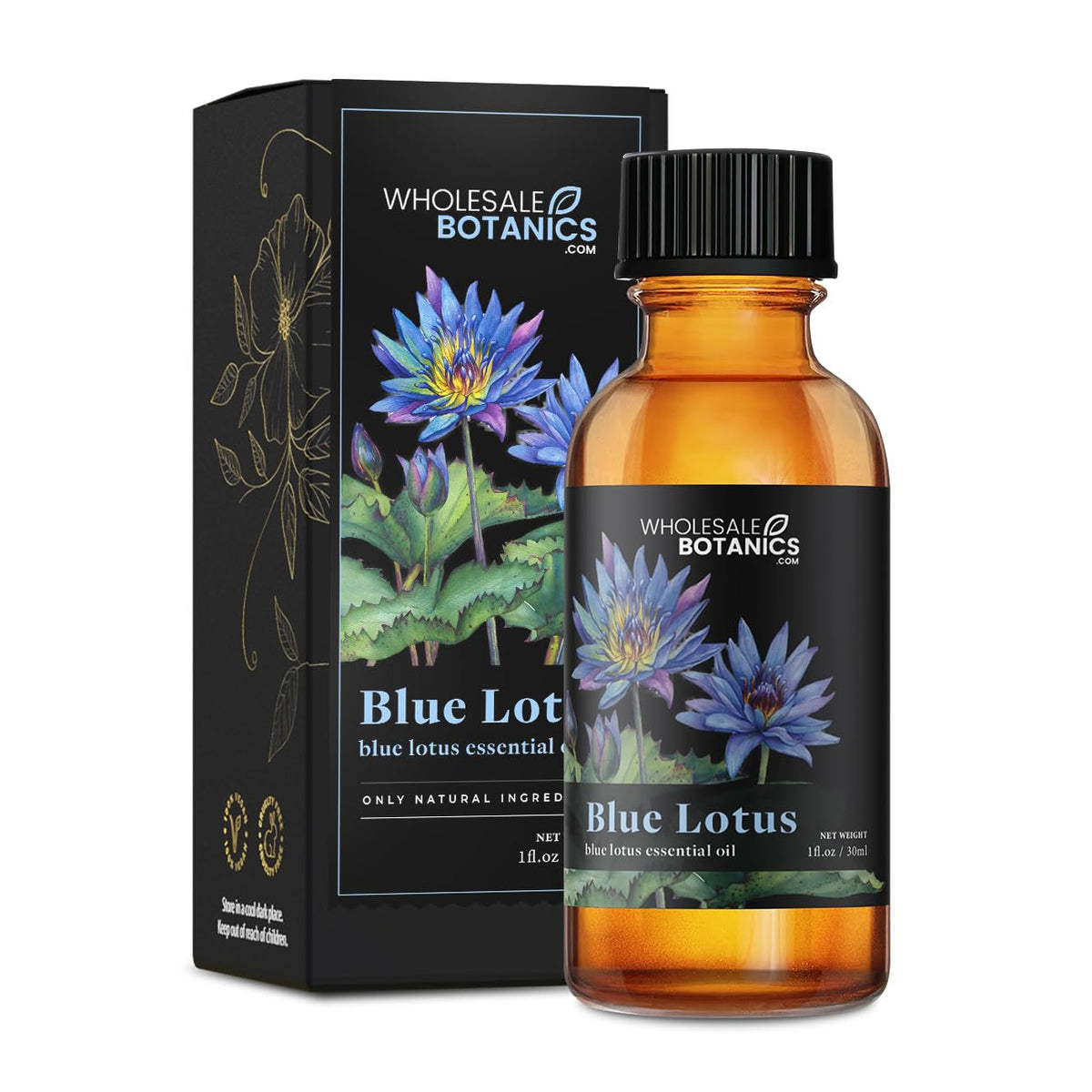 Wholesale Botanics Blue Lotus Essential Oil bottle ideal for home aromatherapy.