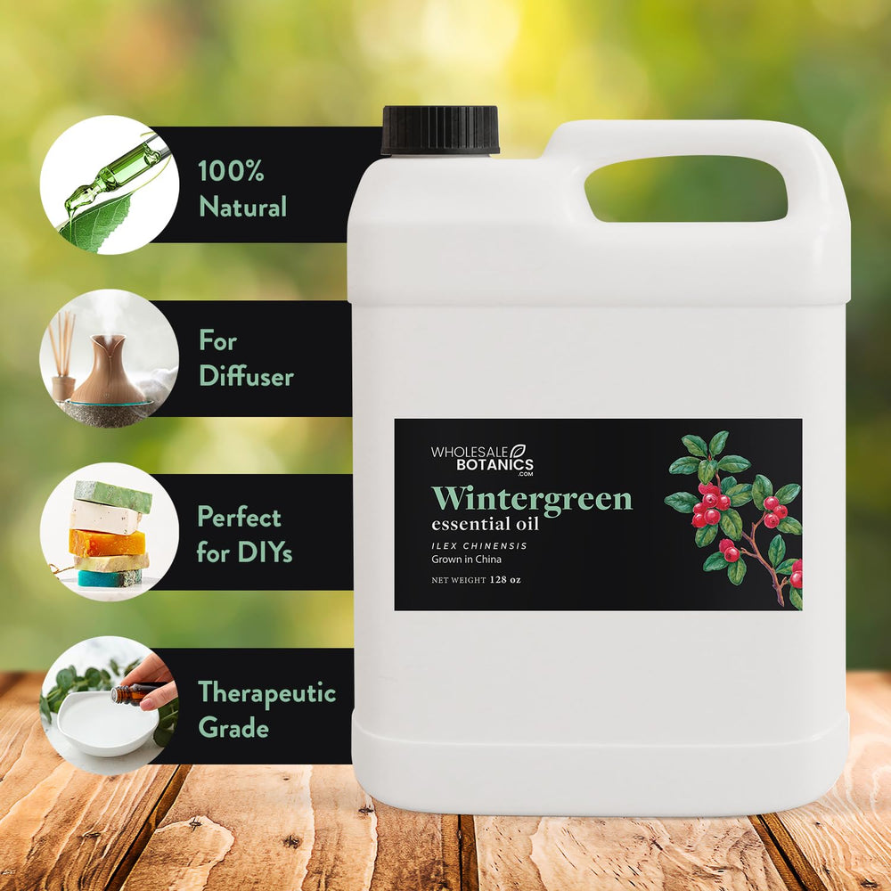 Wholesale Botanics Wintergreen essential oil diffuser-ready image suggests easy aromatherapy in your space.