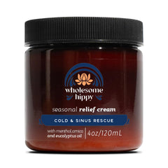 Wholesome Hippy Menthol & Eucalyptus Comfort Balm bottle with cooling menthol for quick relief