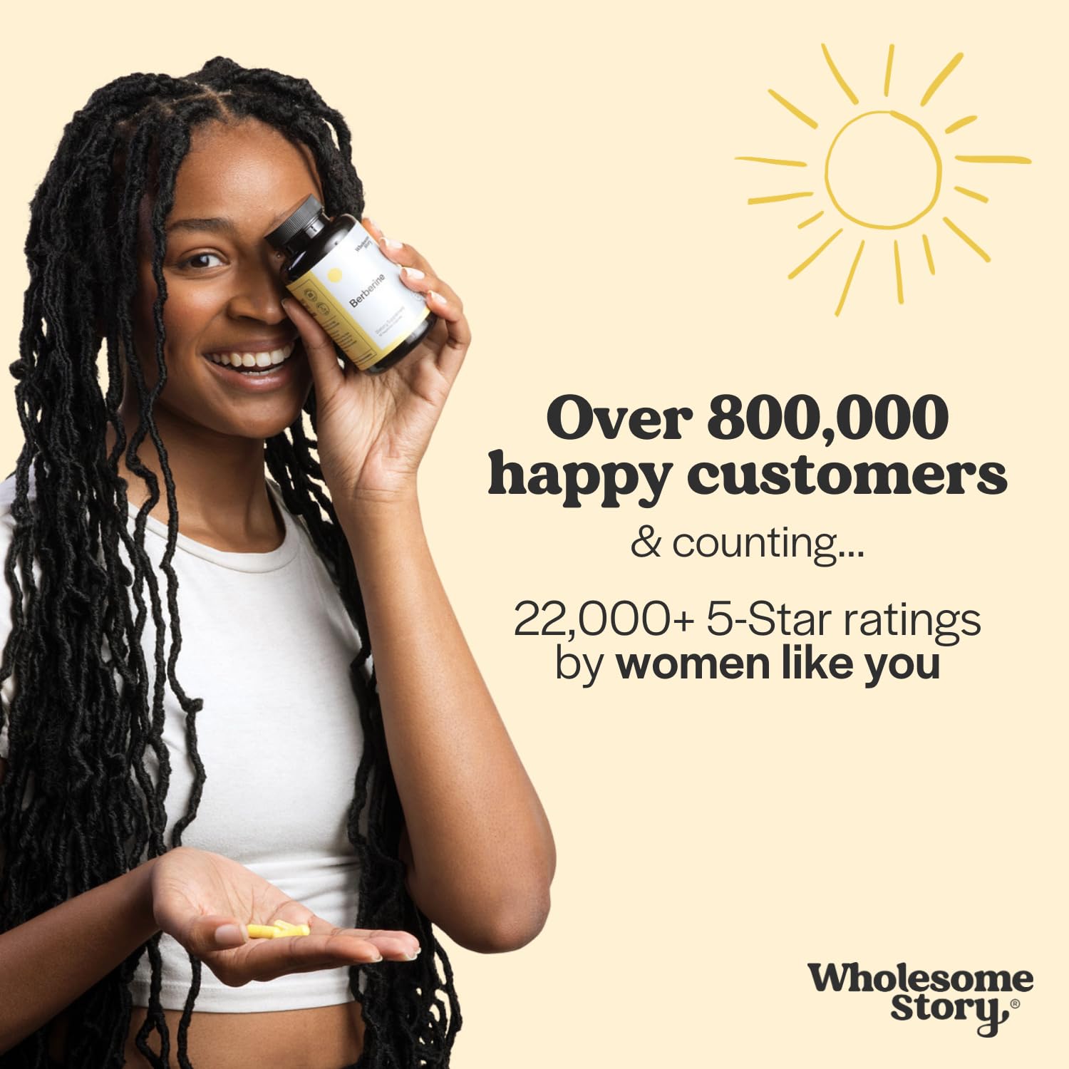 Wholesome Story Berberine 90-day supply with 270 capsules