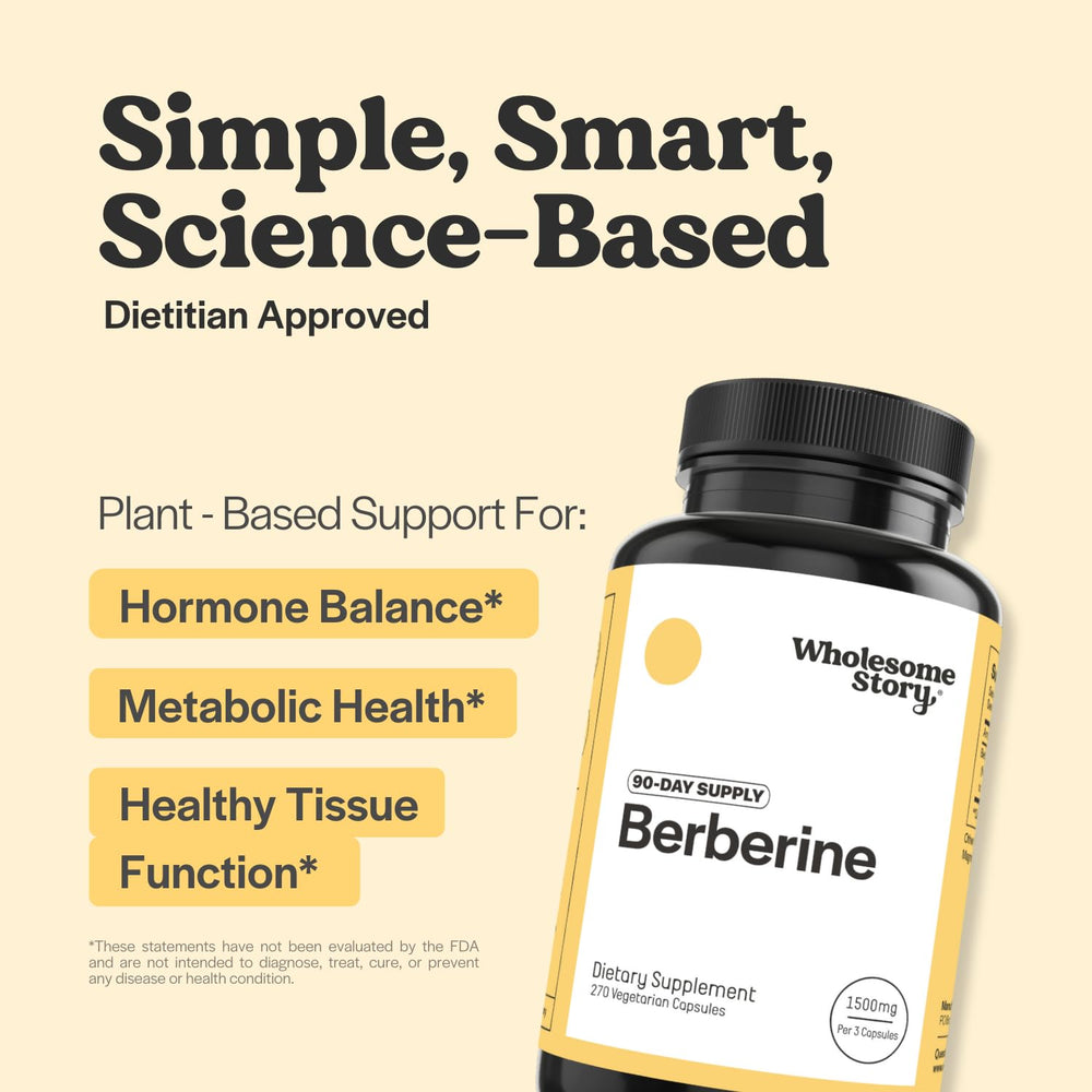 Wholesome Story Berberine three capsules daily focus on daily dosing