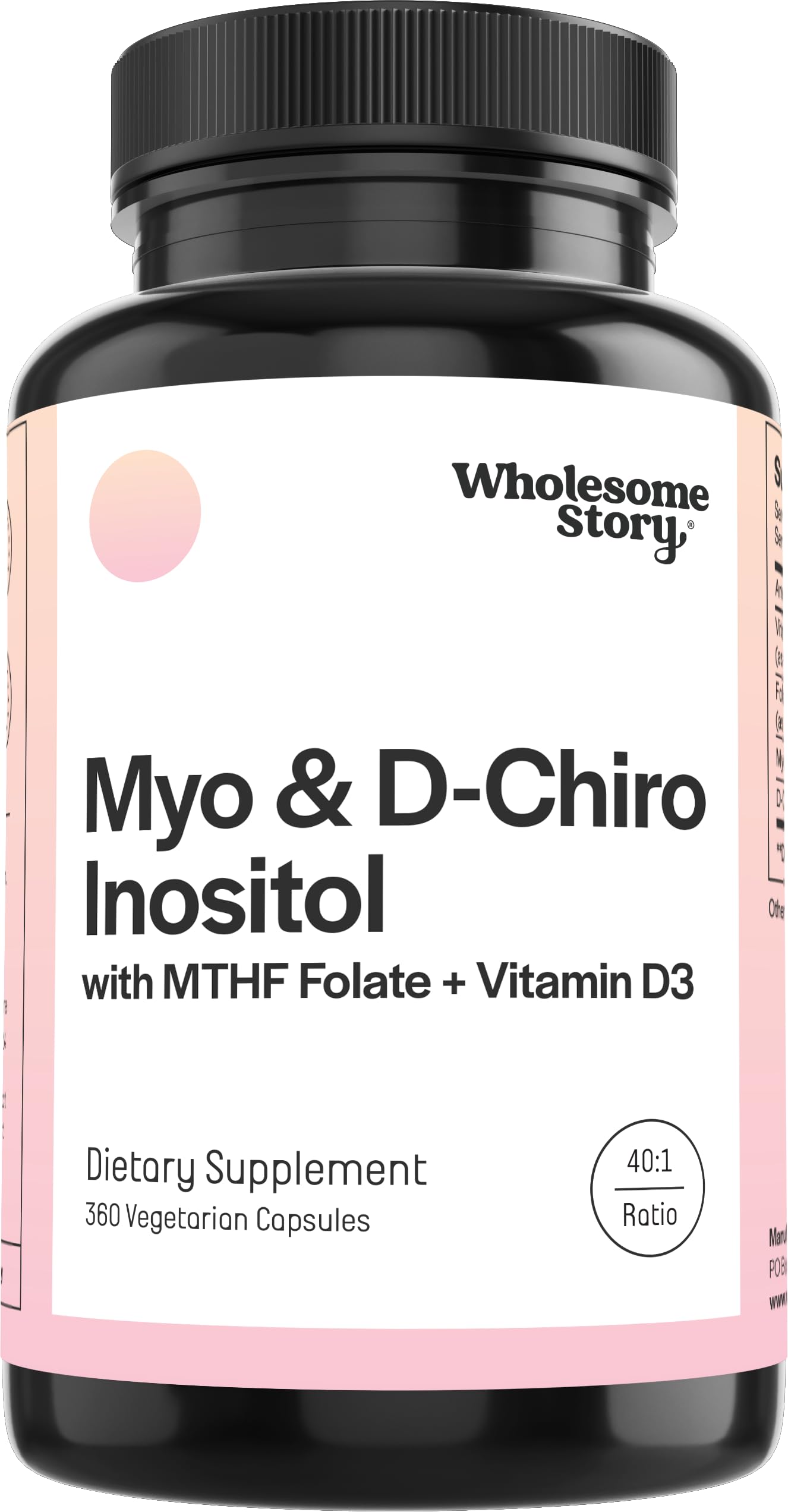Wholesome Story Myo-Inositol and D-Chiro Inositol bottle for daily wellness