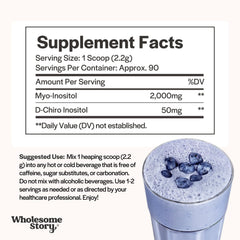 Wholesome Story powder container label highlighting the 40:1 ratio.