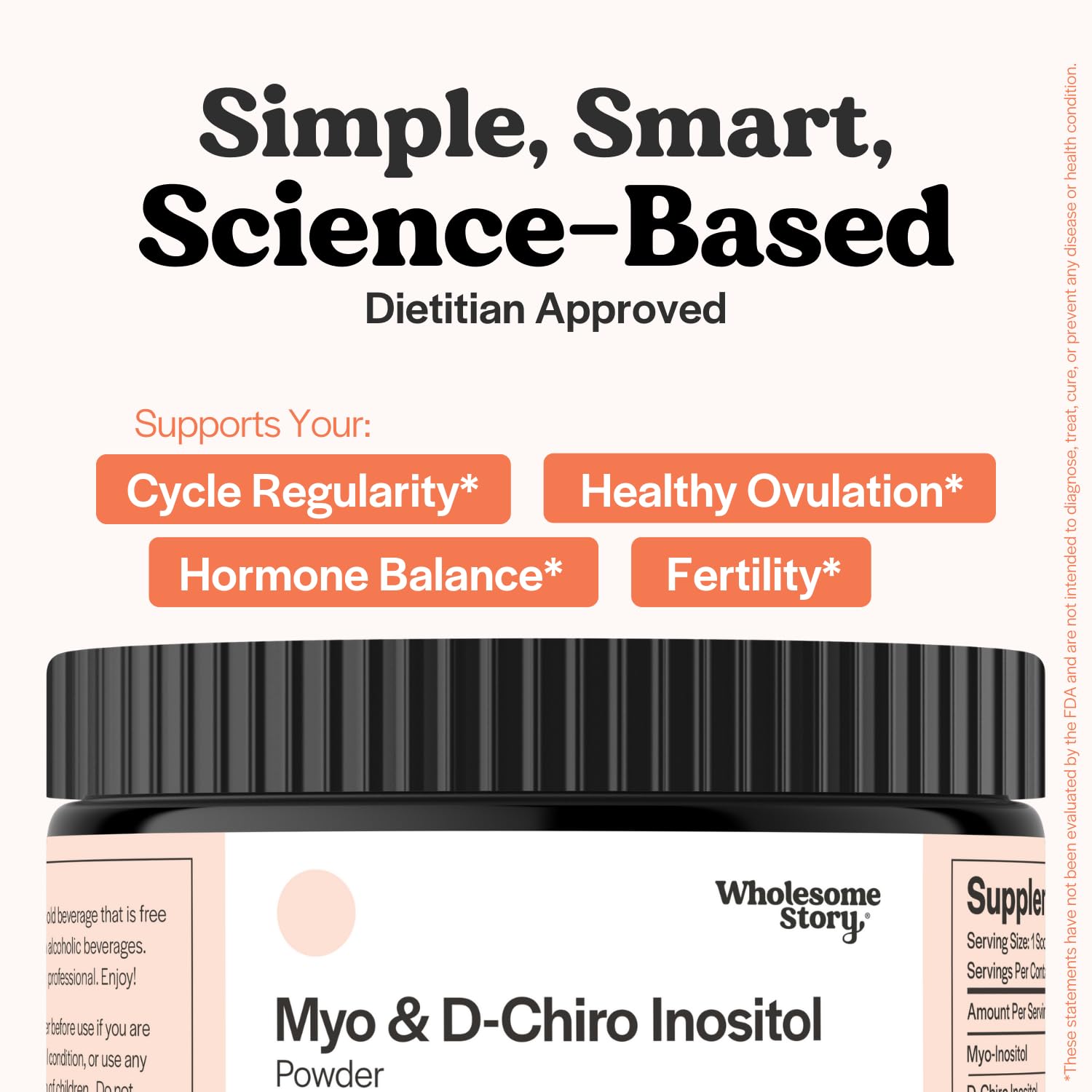 Wholesome Story powder scoop beside bottle for effortless portion control.