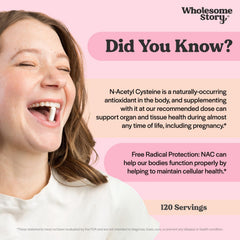 Wholesome Story NAC capsules close-up showing plant-derived vegan capsules for clean, ethical nutrition.