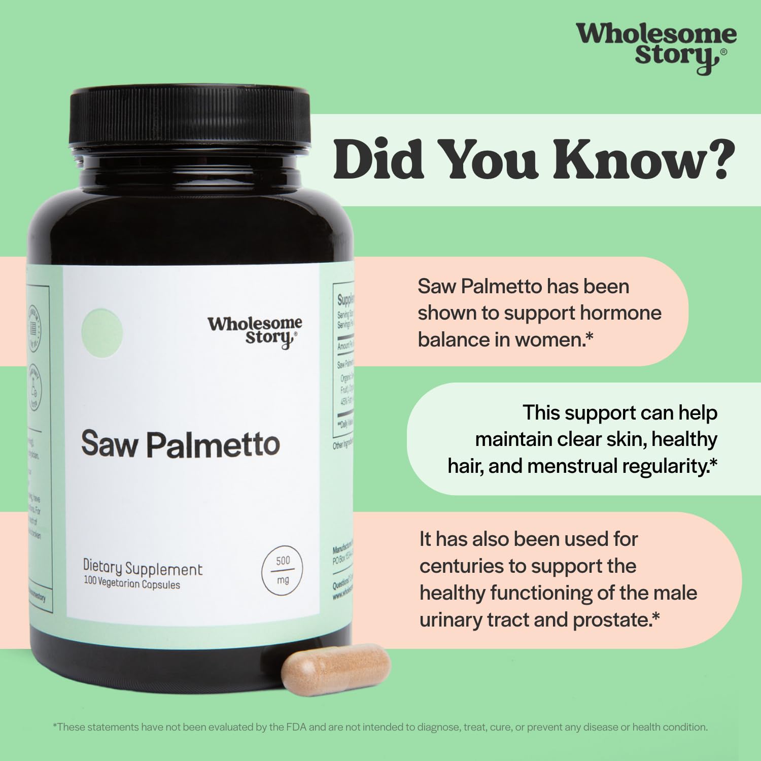 Wholesome Story Saw Palmetto packaging with 100-day supply