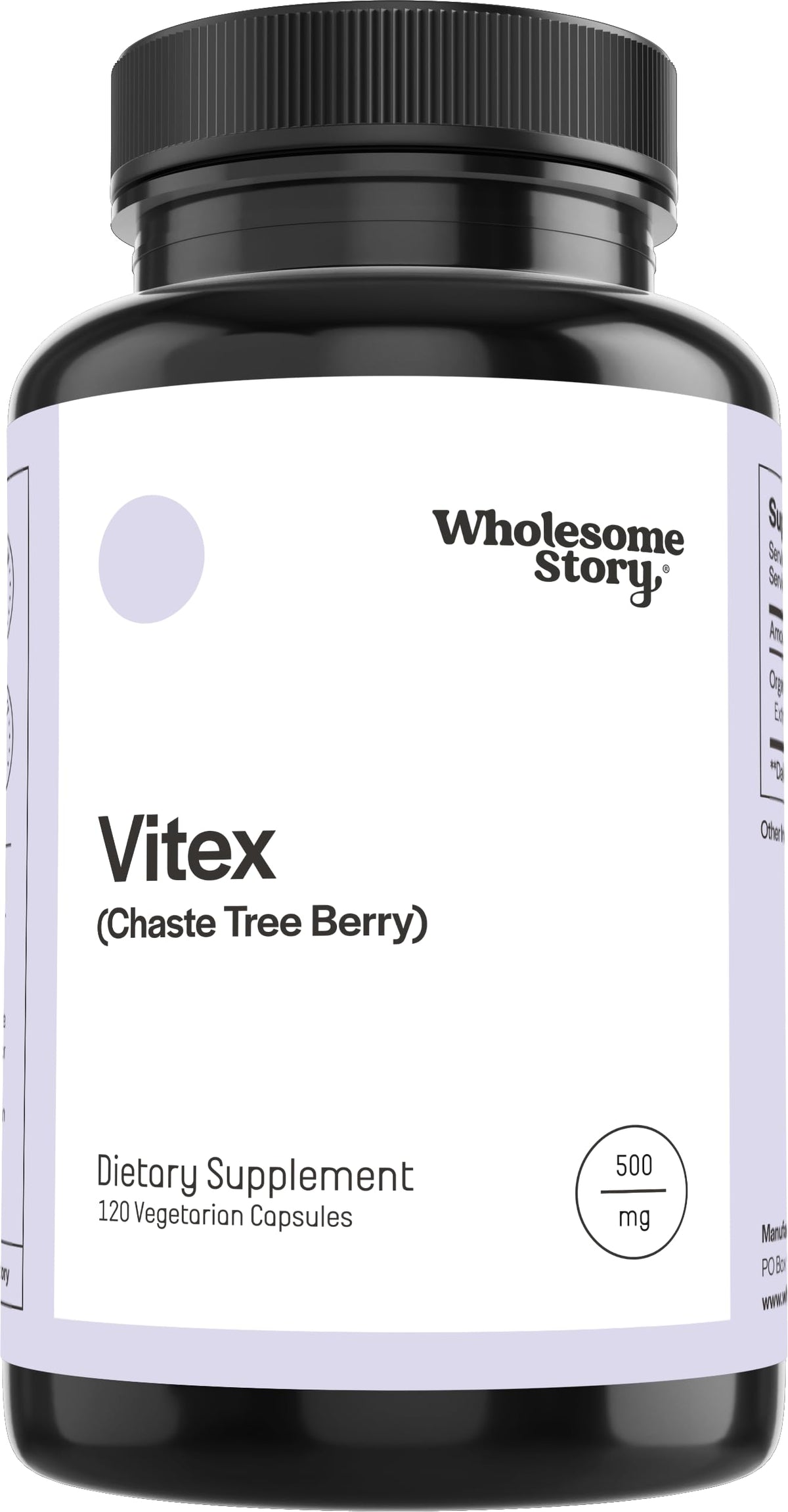 Wholesome Story Vitex bottle with vegan chasteberry capsules for monthly balance support