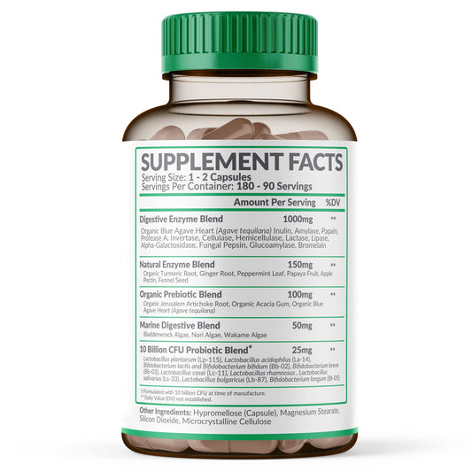 Wholesome Wellness Digestive Enzymes label closeup highlights vegan features.