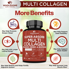 Wholesome Wellness Super-Absorb bottle pour demonstrates easy daily intake.