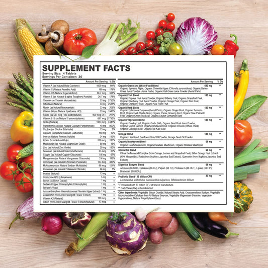 Wholesome Wellness bottle back shows vegan, gluten-free ingredients and claims