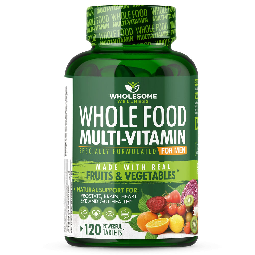 Wholesome Wellness men multivitamin bottle front view for daily support