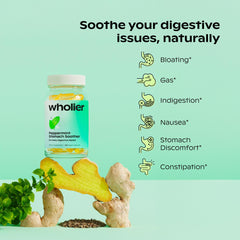 Wholier ginger root oil bottle with warm aroma for tummy support