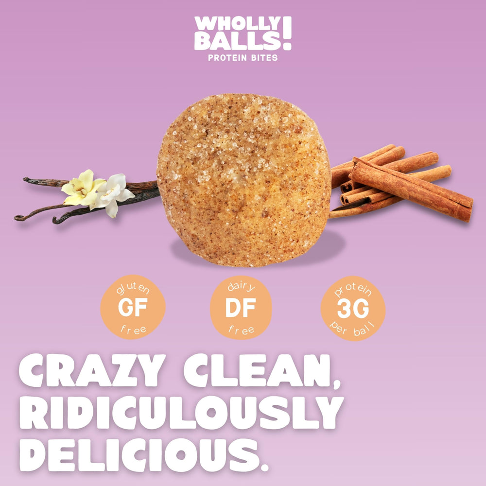Wholly Balls Cinnamon Vanilla snack offers wholesome energy and satisfaction.