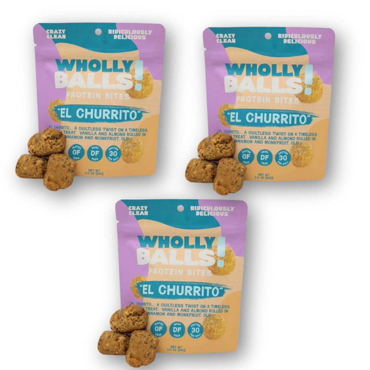 Wholly Balls Protein Bites pack El Churrito for convenient on-the-go energy.