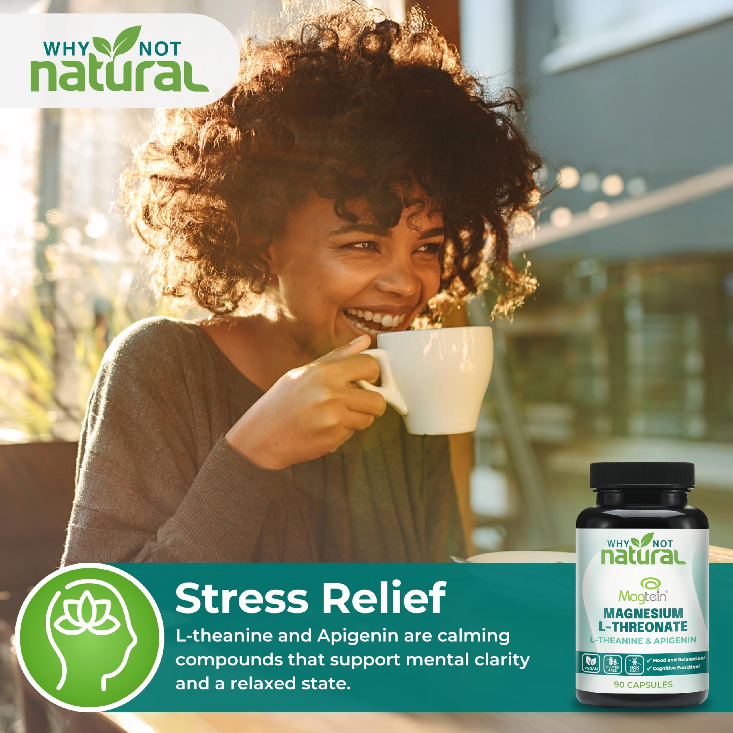 Why Not Natural apigenin-l-theanine blend label detail signaling pure formula