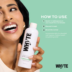 Whyte coconut oil pulling mouthwash ingredients feature coconut oil for a gentle clean.