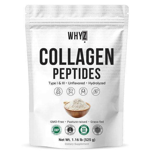 WHYZ bovine collagen powder tub, easy to mix into drinks