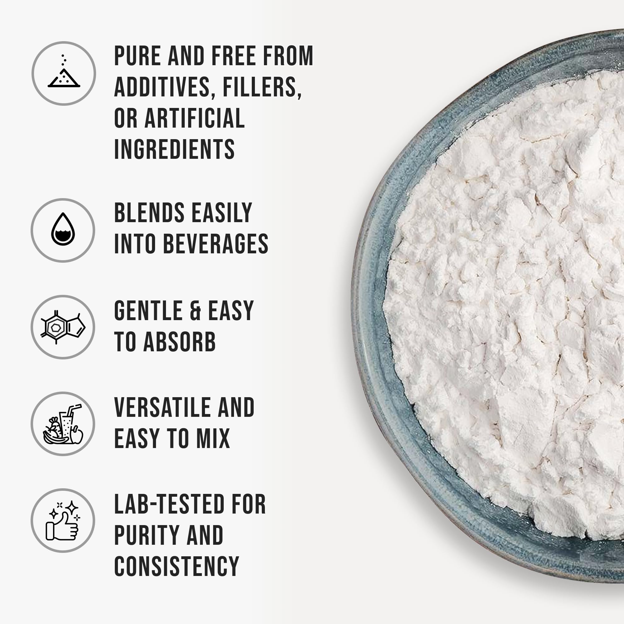 WHYZ L-Carnitine Tartrate Powder measuring scoop enables flexible standalone or stack use.