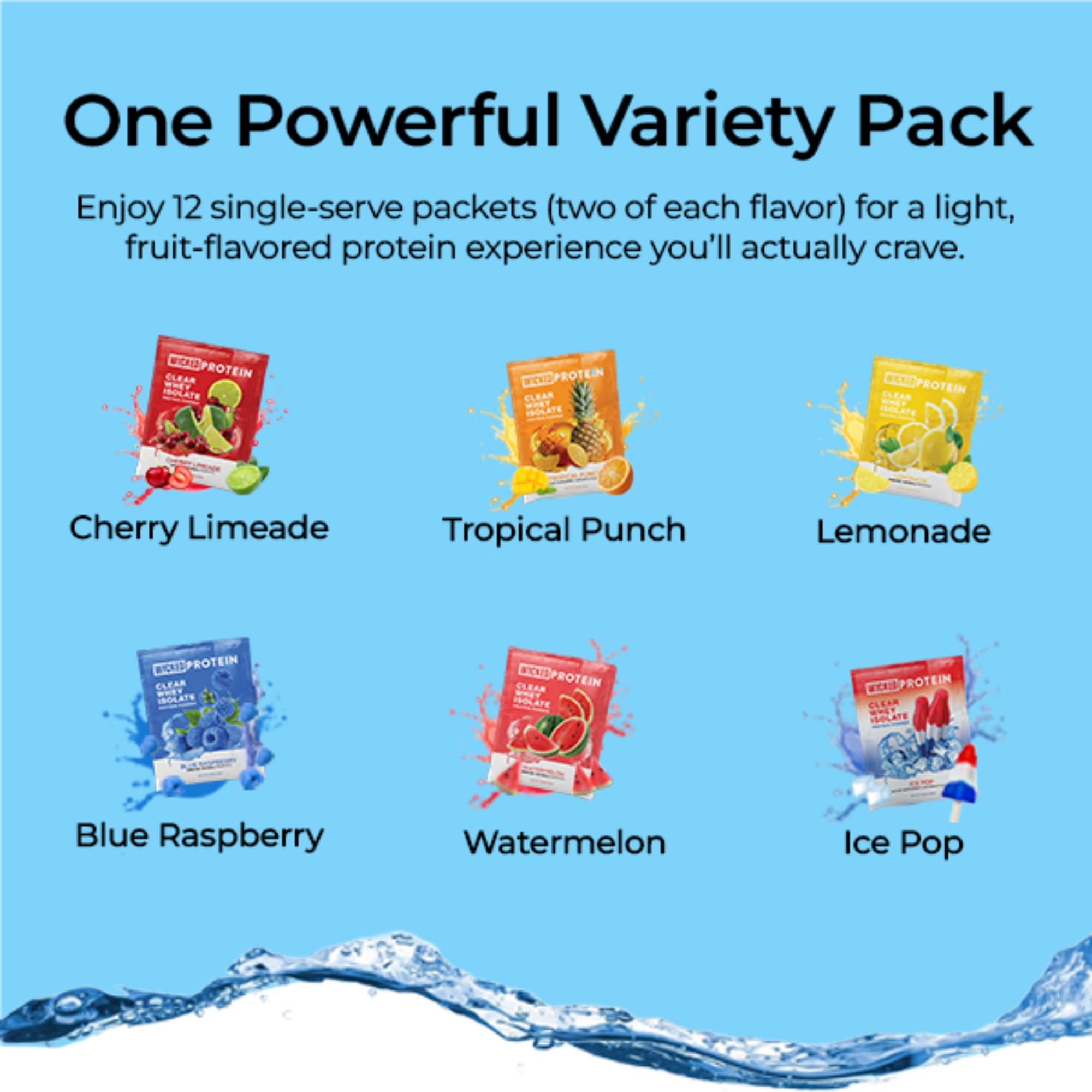 WICKED Protein Clear Whey Lemonade—natural flavors, clean label certified.