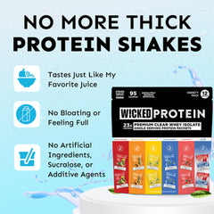 WICKED Protein Clear Whey Watermelon—tasty hydration with 23g protein.