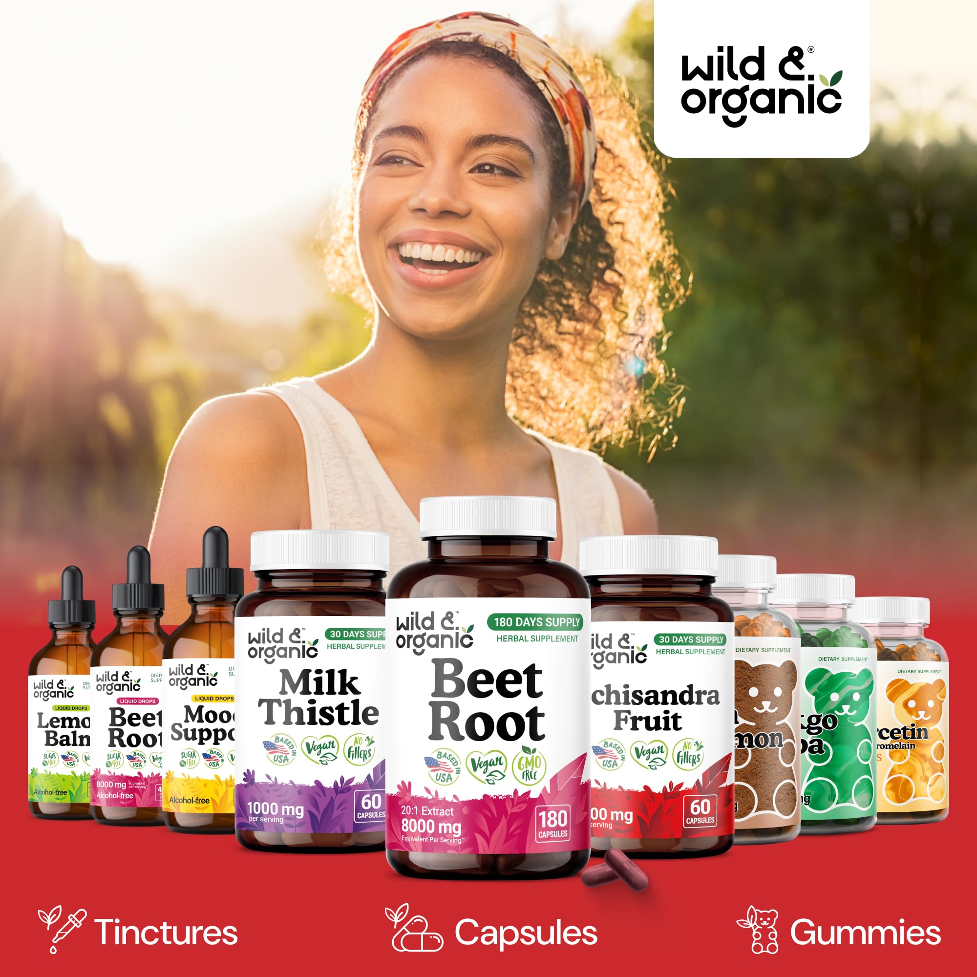 Wild & Organic 180-day supply bottle ready for long-term use.