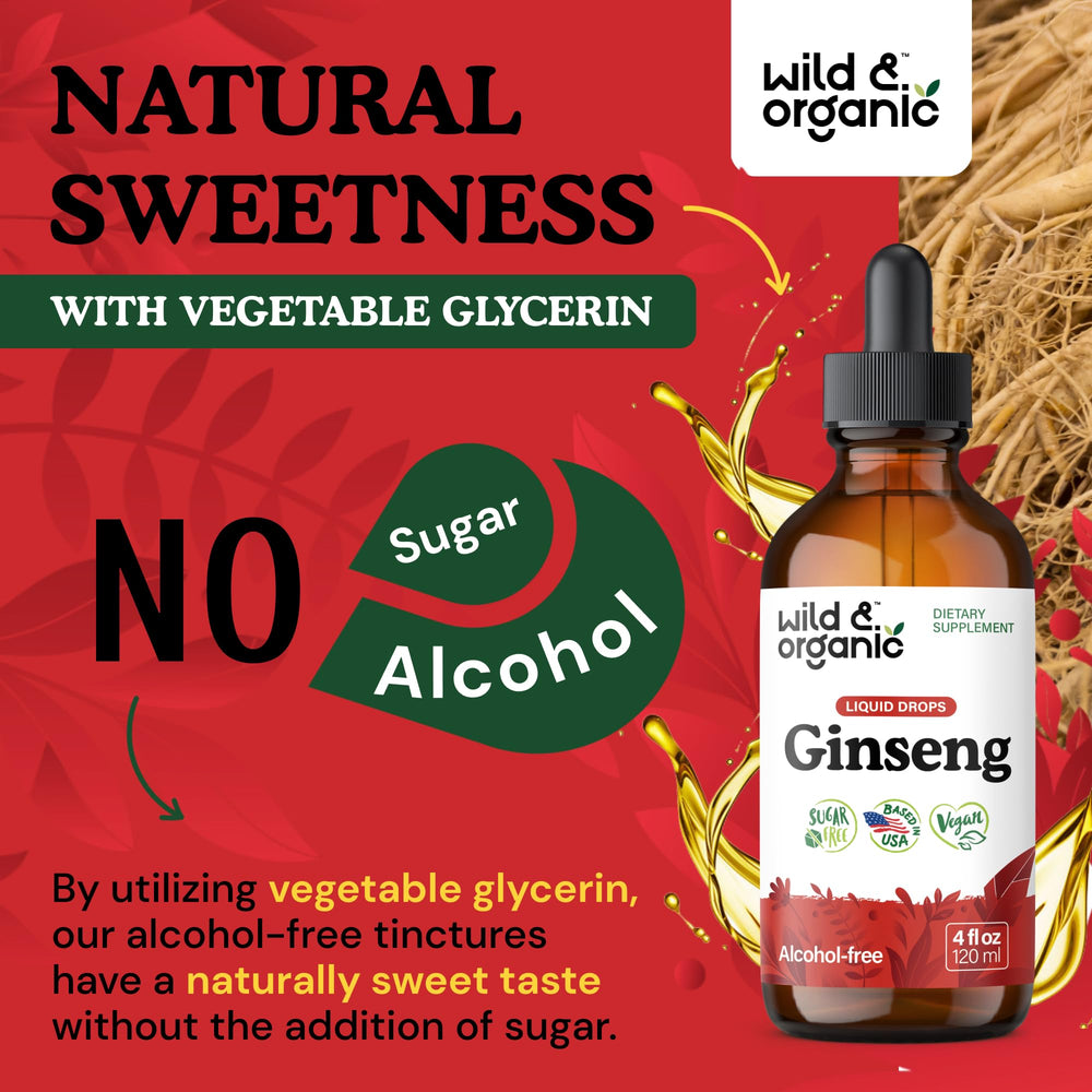 Wild & Organic alcohol-free tincture bottle with clean label design