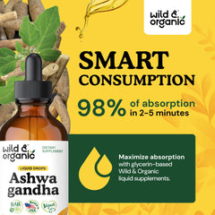Wild and Organic Ashwagandha Drops tincture showing natural sweetness from glycerin.