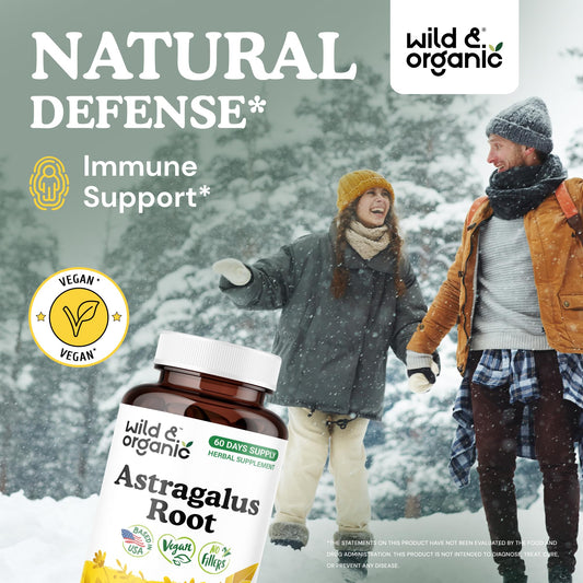 Wild & Organic Astragalus Capsules pouring demonstrates easy daily dosing