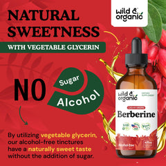 Wild & Organic Berberine Drops vegan formula badge on bottle