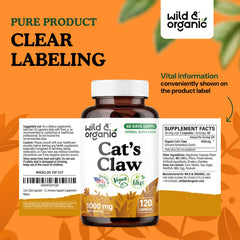 Front view of Wild & Organic cat claw bottle ready for use