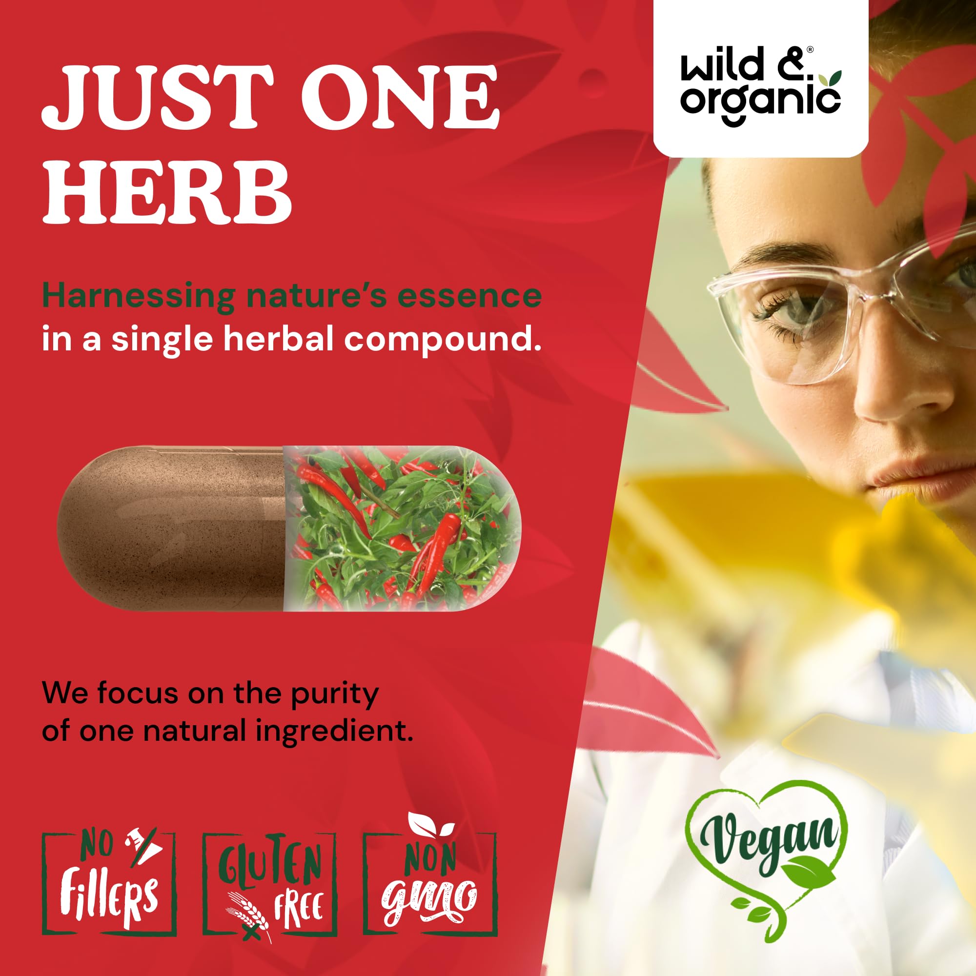 Wild & Organic cayenne capsules vegan coating emphasis