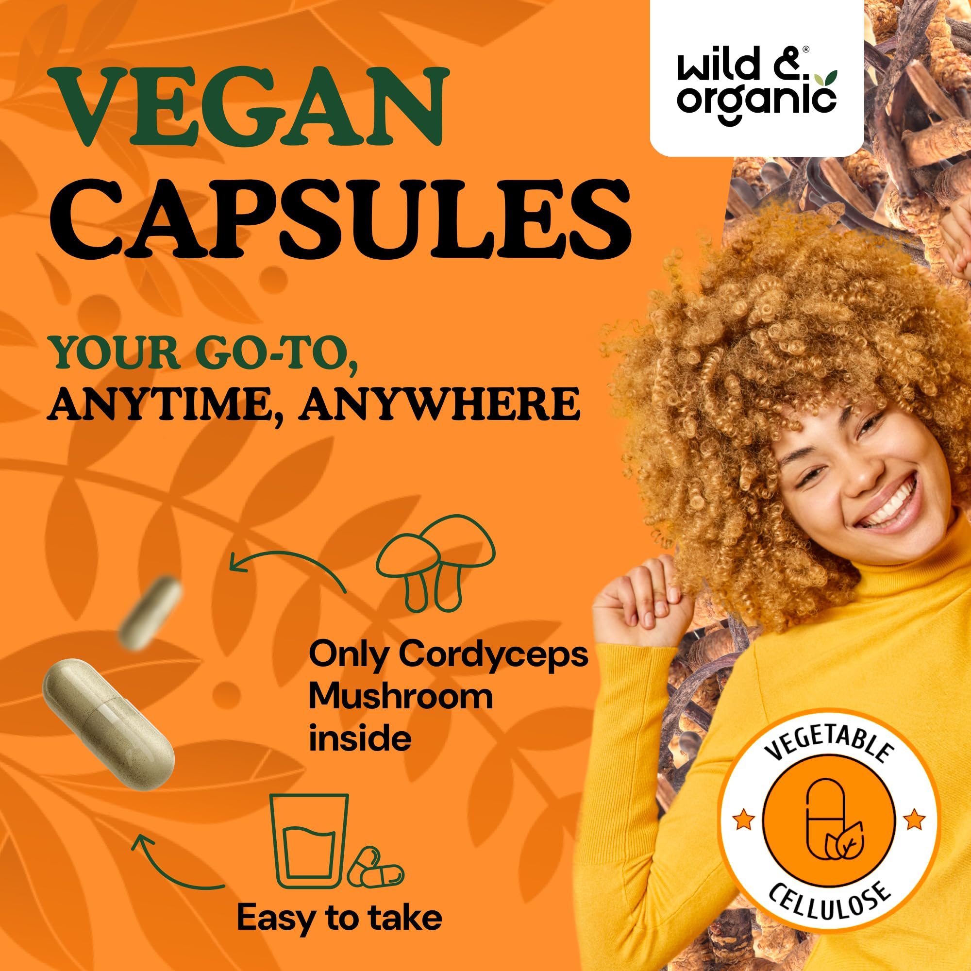 Open Wild & Organic bottle highlights convenient daily use.