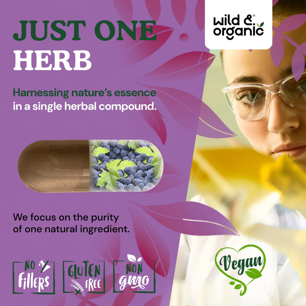 Wild & Organic packaging illustrating long-lasting 120-capsule supply