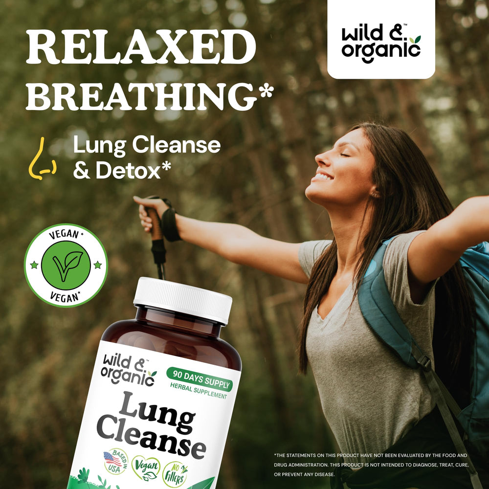 Wild & Organic Lung Cleanse ingredients blend with mullein, nettle, and ginseng.