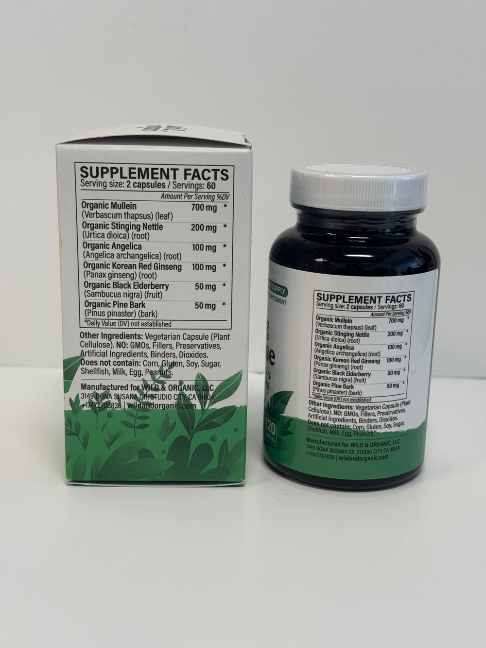 Wild & Organic Lung Cleanse label highlights vegan, non-GMO formula.