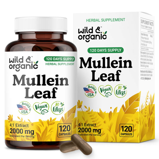 Wild and Organic Mullein Capsules bottle for daily lung support