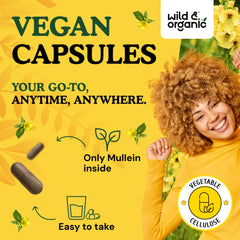 Wild & Organic Mullein Capsules being poured for easy daily intake