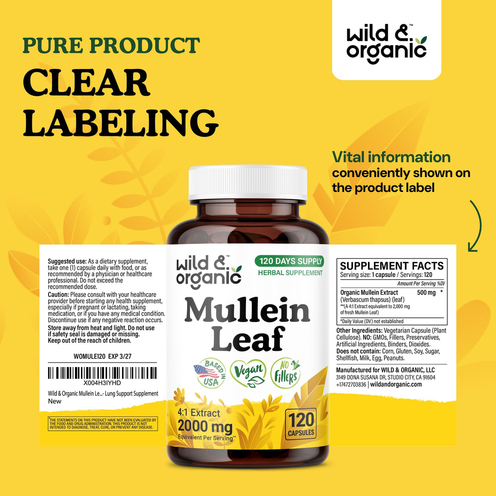 Lifestyle scene with a person taking one Wild and Organic mullein capsule