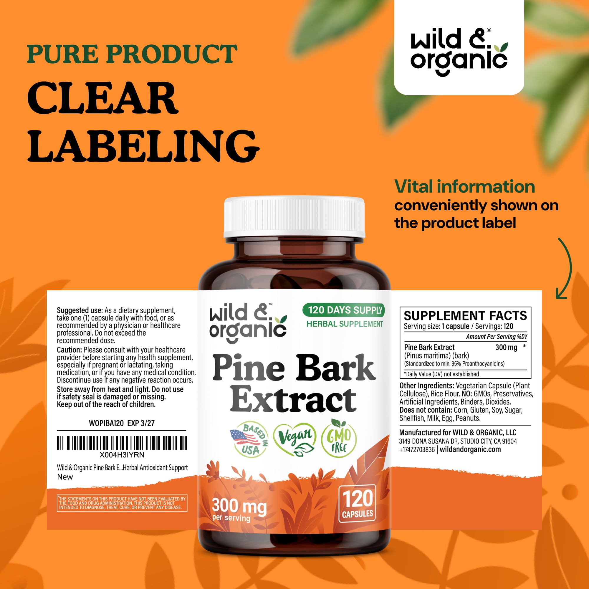 Daily-use Pine Bark Extract Capsules ready to be added to your wellness routine.