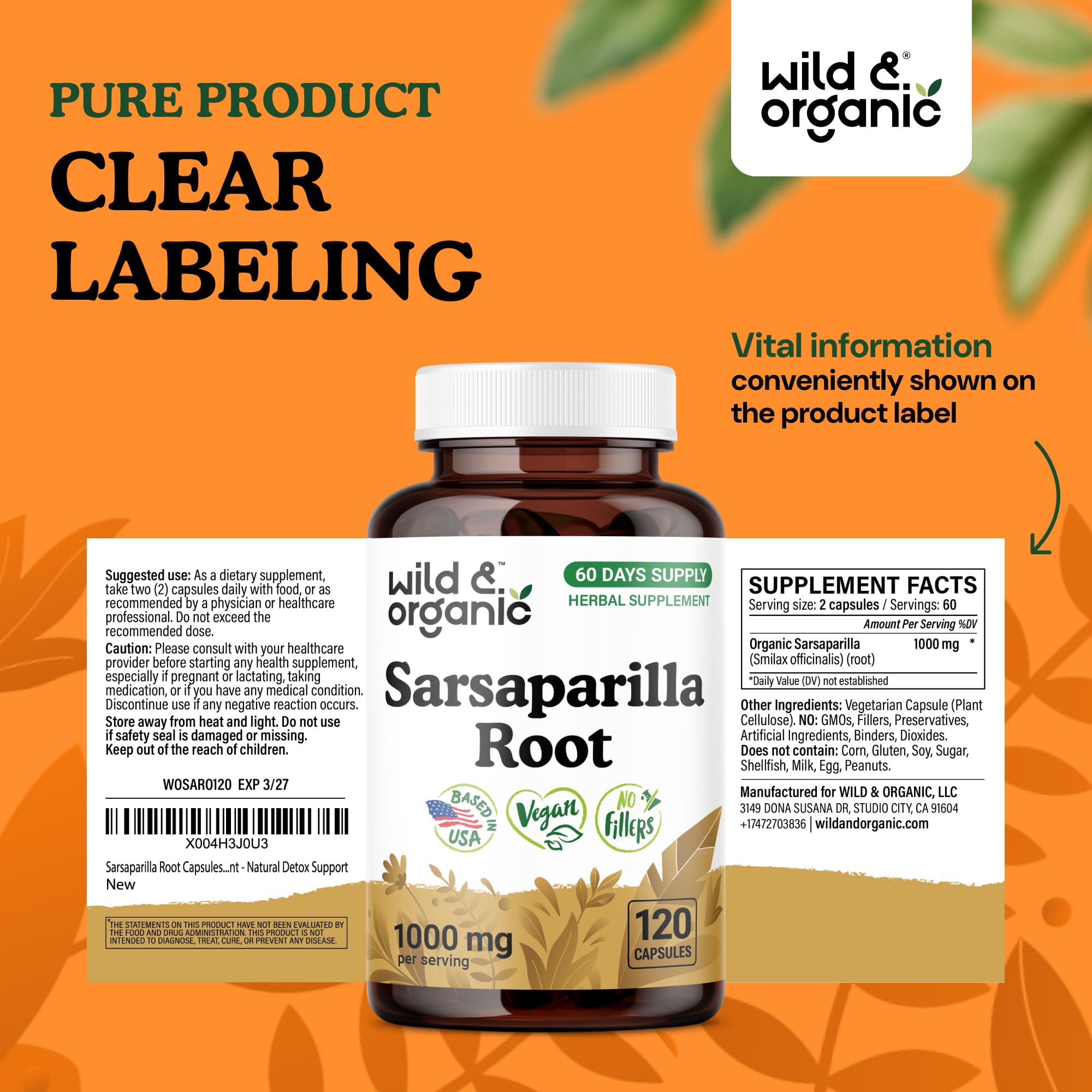 Wild & Organic capsules paired with meals illustrate convenient daily routine.