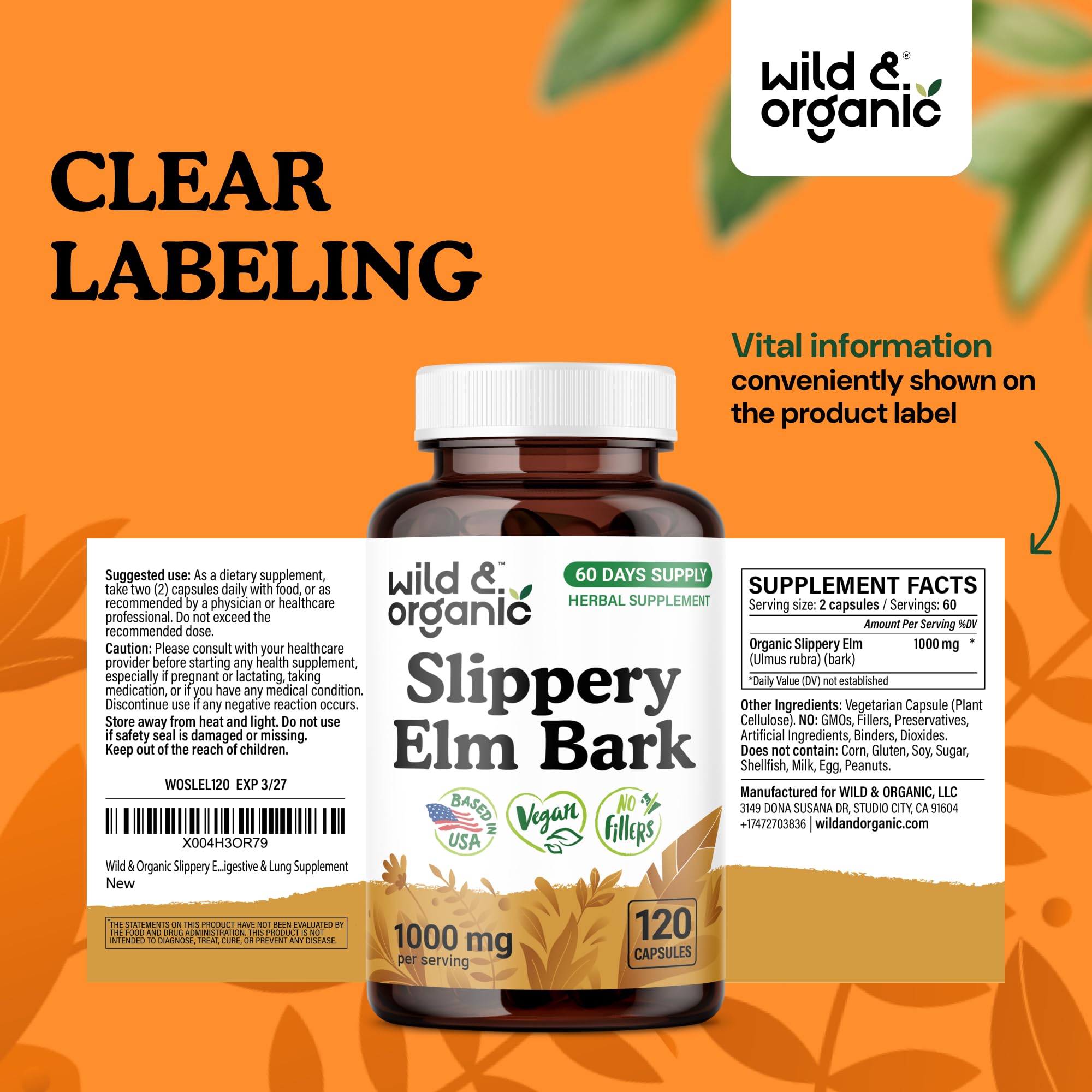 Wild & Organic slippery elm capsules featured in morning routine for gentle digestive support.