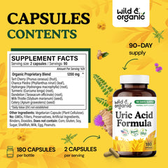 Wild and Organic Uric Acid Formula tart cherry powder detail signals natural antioxidant blend.