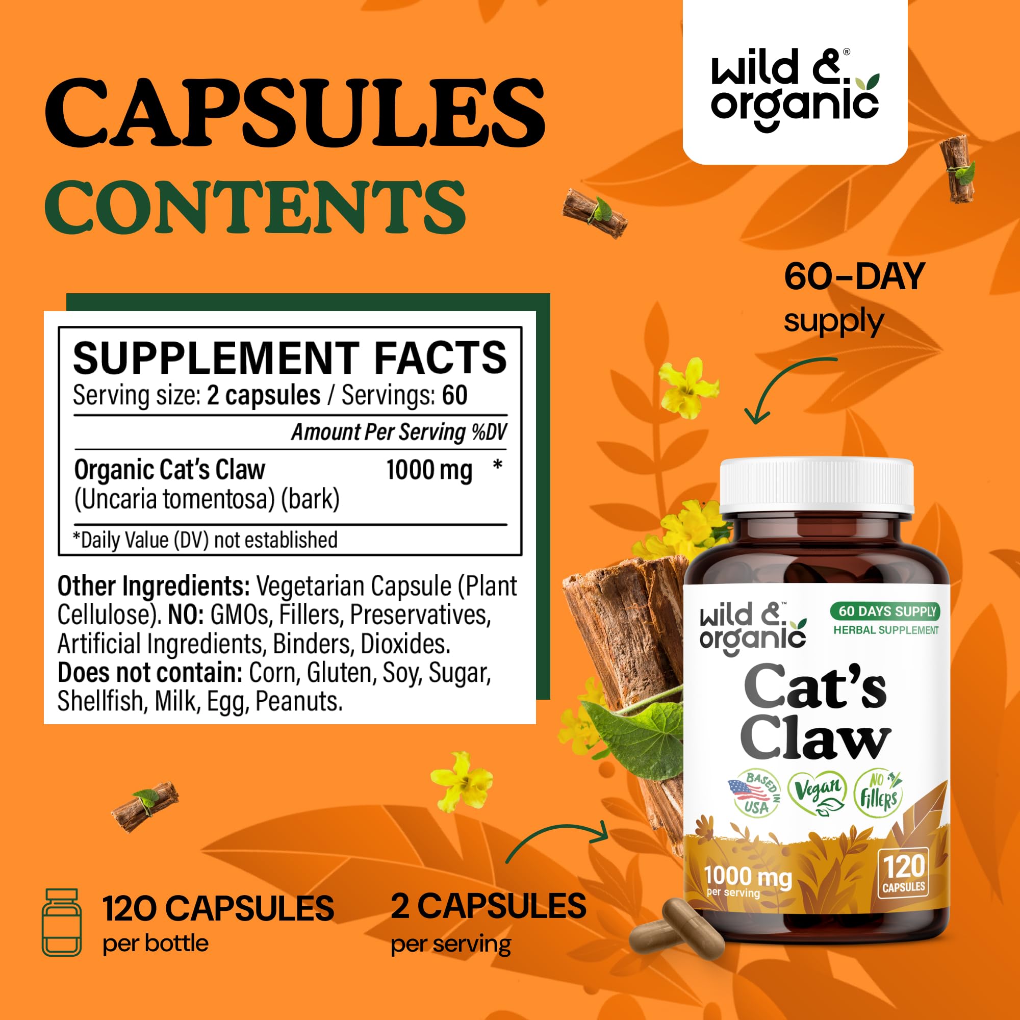 Uncaria tomentosa bark extract capsules in Wild & Organic line