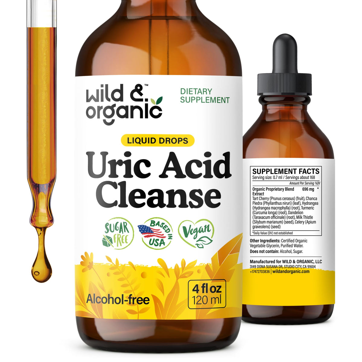 Wild & Organic Uric Acid Cleanse bottle for daily uric acid balance support.