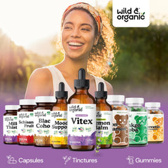 Measuring dropper ready for two daily servings of Wild & Organic Vitex tincture.