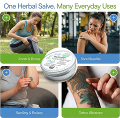 Wild Castle DNA Organics Comfrey Salve application on skin for joint comfort.