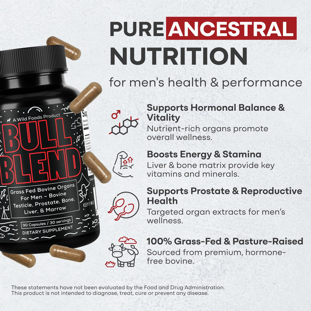 Wild Foods beef prostate capsules provide organ-focused support for men's health.