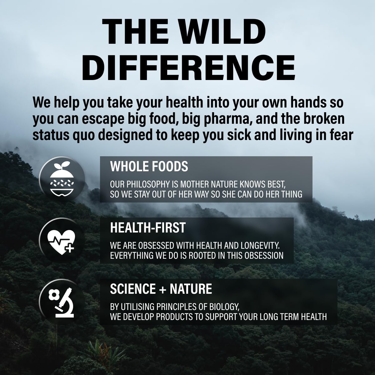 Clean ingredient icons on Wild Foods labeling without artificial additives