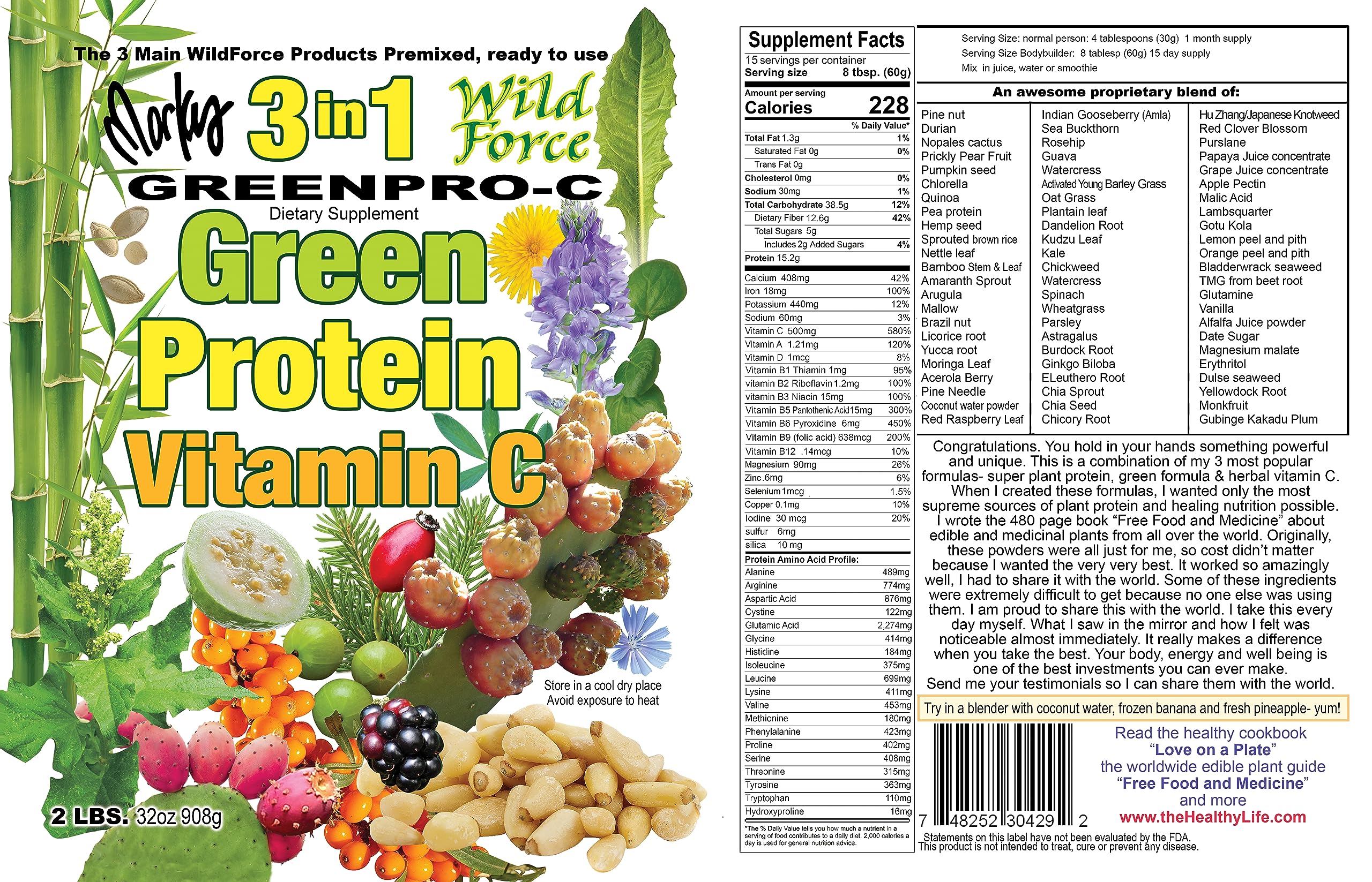 Wild Force GreenPro-C close-up of greens highlights natural ingredients and vitality.